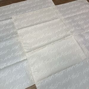 Vintage Cloth Napkin Pair (2) Lord & Taylor Logo All Over Pattern Cream Unused